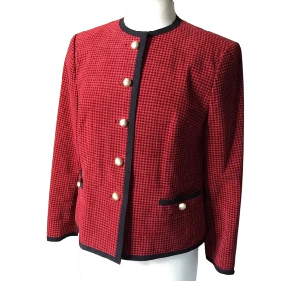 Vintage Hong Kong Red Houndstooth Jacket Size S - Picture 7 of 8